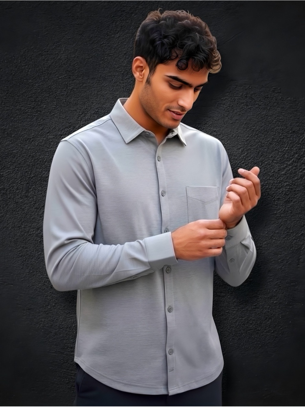 Fabletics The Dash Long Sleeve Gray Button-Up Shirt | Men’s Size Small | NWT